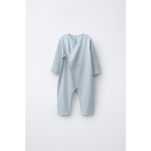 COMBINED TEXTURED LONG ROMPER - Light blue | ZARA United States