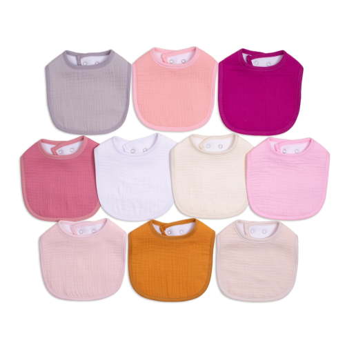 Girls' 10-Pack Cotton Muslin Drooling Bibs with Adjustable Snaps