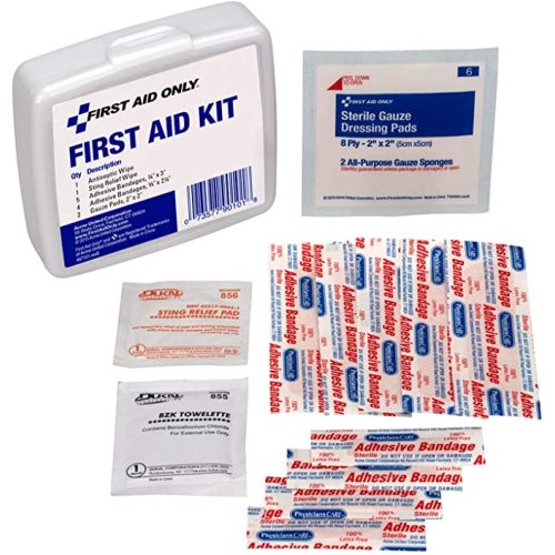 First Aid Only PhysiciansCare On-The-Go Emergency First Aid Kit for Home, Work, and Travel, 13 Pieces (Antiseptic wipes, Sting Relief wipes, Gauze pads, Bandages)