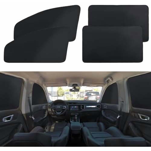 Car Window Shades - 4 Pcs Car Privacy Curtains - 100% Block Light Car Window Covers - Magnetic Side Window Sun Shade Keeps Cooler for Breastfeeding, Taking a nap, Changing Clothes, Camping
