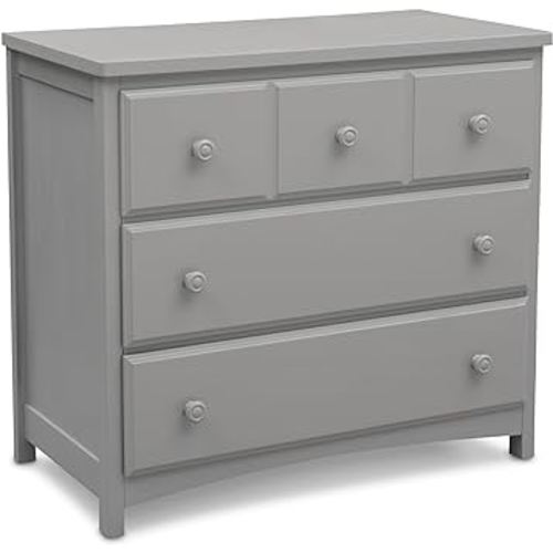 Delta Children 3 Drawer Dresser with Interlocking Drawers, Grey