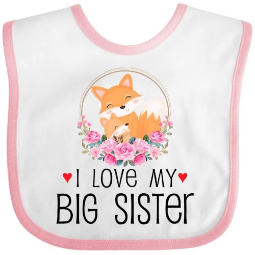 Amazon.com: inktastic Little Sister Newborn I LOVE MY BIG SISTER Baby Bib White and Pink 41e37 : Clothing, Shoes & Jewelry