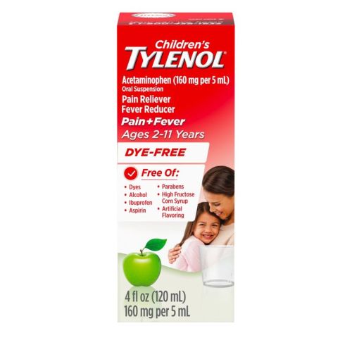 Tylenol Children's Pain + Fever Ages 2 - 11 Years - Apple Flavor Dye-Free Acetaminophen Liquid Suspension- 4 fl oz