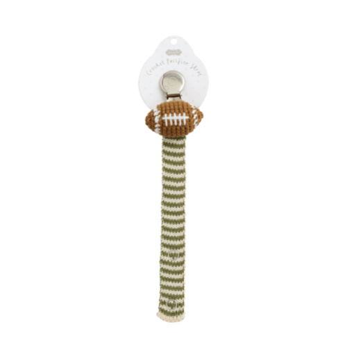 Crochet Football Pacy Clip with Secure Clip Design | Mud Pie