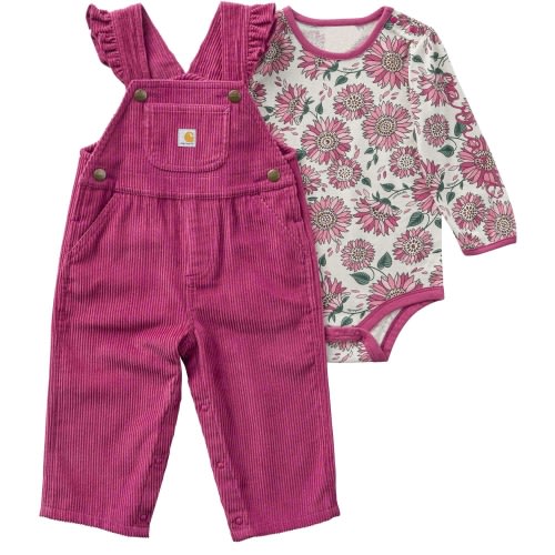 Girls' 2-Piece Long Sleeve Bodysuit & Corduroy Overall Set (Baby)