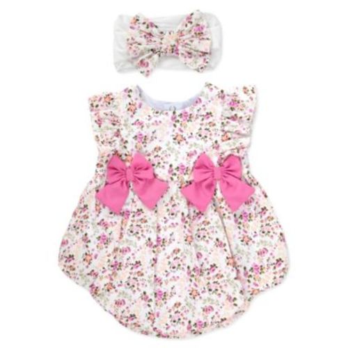 Baby Girls' Floral Bubble Romper & Headband, 2-Piece Set