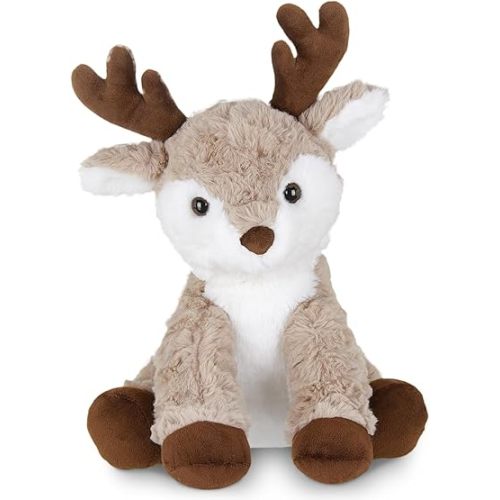 Bearington Reiny Christmas Reindeer Stuffed Animal - 11.5" Soft Christmas Reindeer Plush Toy with Scruffy Fur and Huggable Body - Adorable Deer Plushies for Kids, Toddlers, and Teens