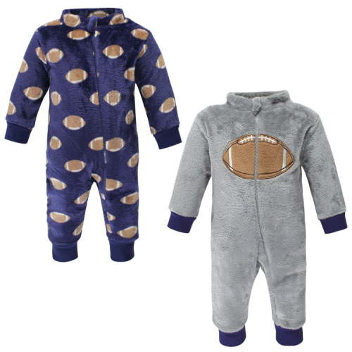 Hudson Baby Unisex Baby Fleece Jumpsuits, Coveralls, and Playsuits, Football, 6-9 Months