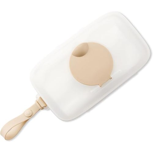 Skip Hop Baby Wipes Dispenser Case, Holds Up to 40 Wipes, Grab & Go Travel Wipe Holder with Snug Seal, Oat
