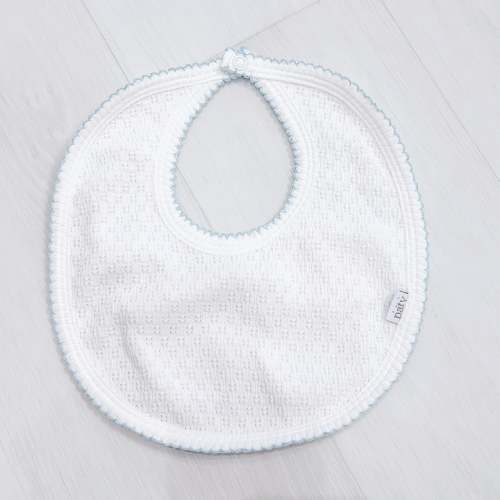 Paty Bib- White w/ Blue Trim