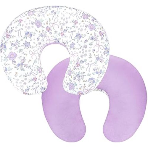 SWESEN Nursing Pillow Cover, 1 Pack Stretchy Slipcovers for Breastfeeding Pillows, Super Soft Removable Nursing Pillow Case for Baby Boy and Girls, Purple