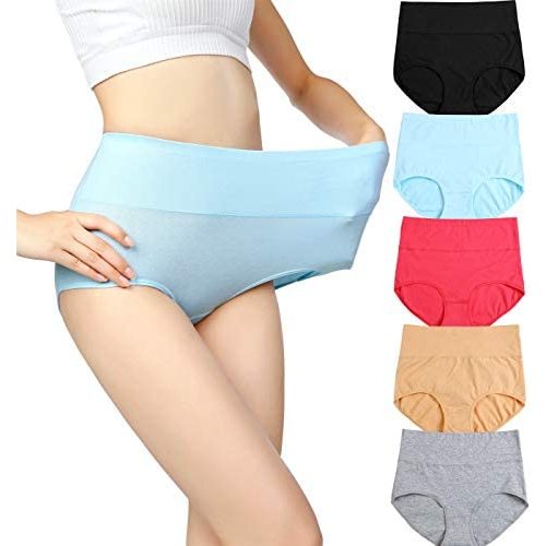 Womens High Waist Cotton Panties C Section Recovery Postpartum Soft Stretchy Full Coverage Underwear(5 Pack)