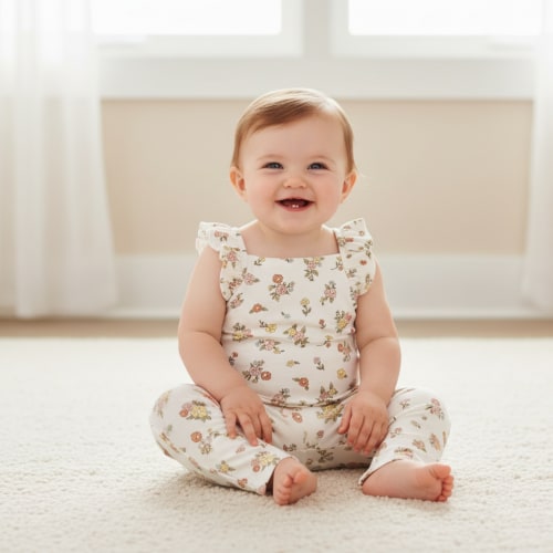Organic Flutter Romper - Meadow