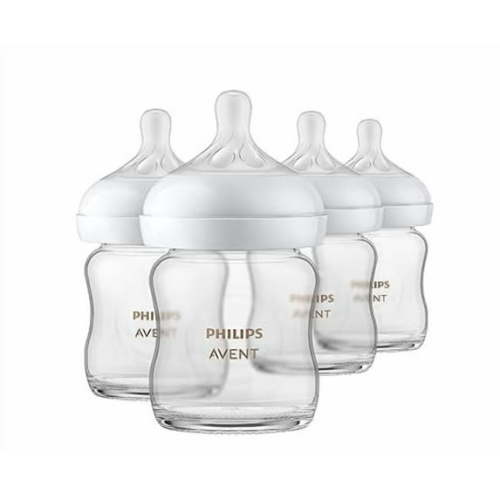 Philips AVENT Glass Natural Baby Bottle with Natural Response Nipple, Clear, 4oz, 4pk