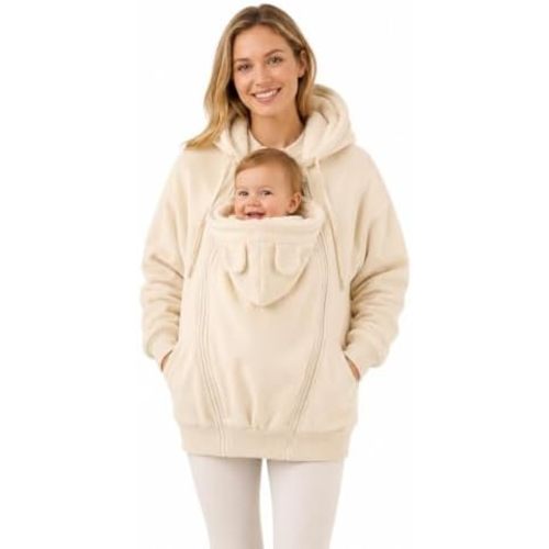 Fleece Adult Hoodie with Pocket Mom Pouch Warm Wearing Jacket Sweatshirt