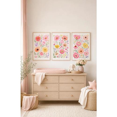 Watercolor Wildflower Nursery Print: Boho Floral Wall Art