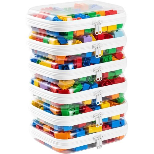 6-Pack Medium Minus Clear Hard Shell Zipper Pouches, Clear Zipper Bags, Hard Case Pouches for Purse & Diaper Bag Organizer, and Travel Essentials (6M-)