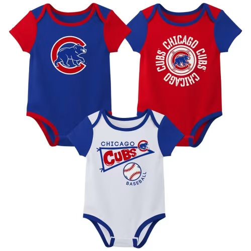 MLB Chicago Cubs Newborn 3-pack Bodysuits - 0-3M