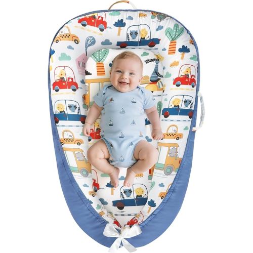 Tumbona para bebé, tumbona para recién nacido de 0 a 24 meses, funda de algodón transpirable y suave, nido de bebé, tumbona portátil y acogedora para el hogar y los viajes, ideal para el bebé y