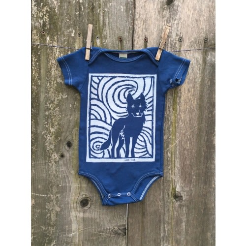 Midnight Wolf Navy Infant Short Sleeve One Piece