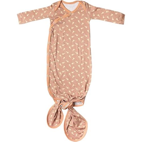 Copper Pearl Baby Gown - Knotted Newborn Sleepers for Baby Boy and Girl, Soft Stretchy Long Sleeve Infant Gowns with Bottom Tie and Hand Mittens, Perfect Hospital Coming Home Outfit (Treat)