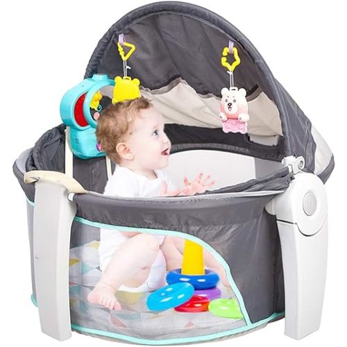 Travel Infant Bed Foldable Portable Baby Activity Center Combines Crib, Playpen and Game Room