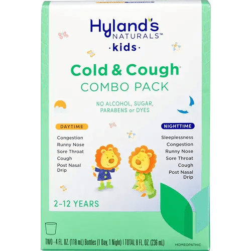 Hyland’s Naturals Kids Cold & Cough, Day and Night Combo Pack, Cold Medicine for Ages 2+, Syrup Cough Medicine for Kids, Nasal Decongestant, Allergy Relief, 4 Fl Oz (Pack of 2)