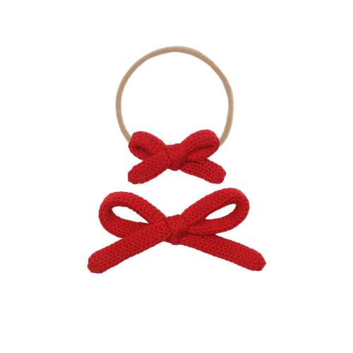 Sweater Bow - Red Knit Headband