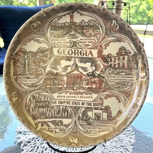 Vintage Georgia State 9 1/4” Souvenir Plate - Empire of the South - 1960s