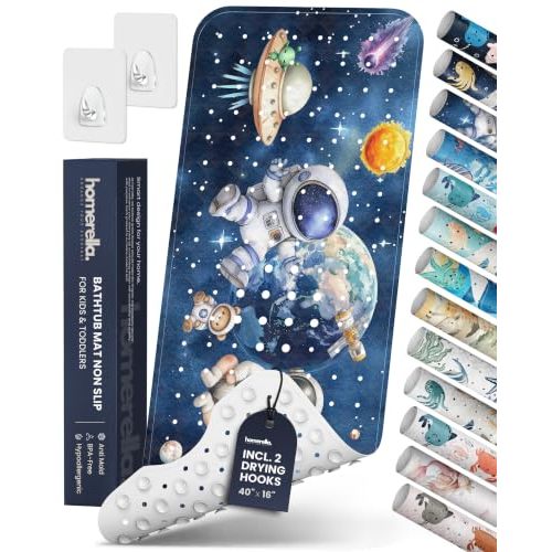 homerella Bathtub Mat Non Slip Kids 40x16 Baby Bath Mat Non Slip Anti Mold | 100% BPA Free, Non Toxic, Mildew Resistant, Machine Washable, Extra Long Kids Bath Mat for Tub Non Slip, Toddler Bath Mat