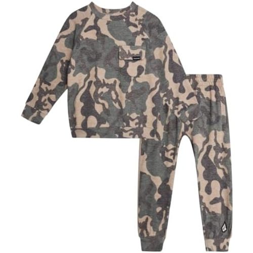 Volcom Boys Cozy 2-Piece Fleece Crewneck Sweatsuit & Joggers Set (12M-7)