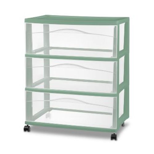 3 Drawer Wide Cart Versatile Green - Brightroom™