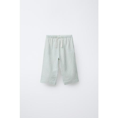 STRIPED TEXTURED PANTS - Green / Ecru | ZARA United States