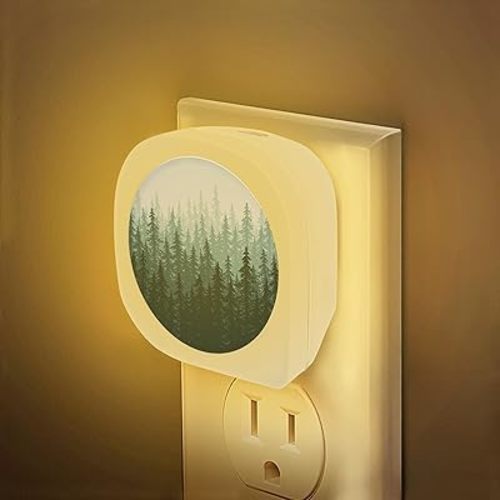 Misty Forest Night Light, Nature Scenery Night Lights Plug in Auto Sensor Lamp Dusk to Dawn for Boys Girls Seniors Elderly