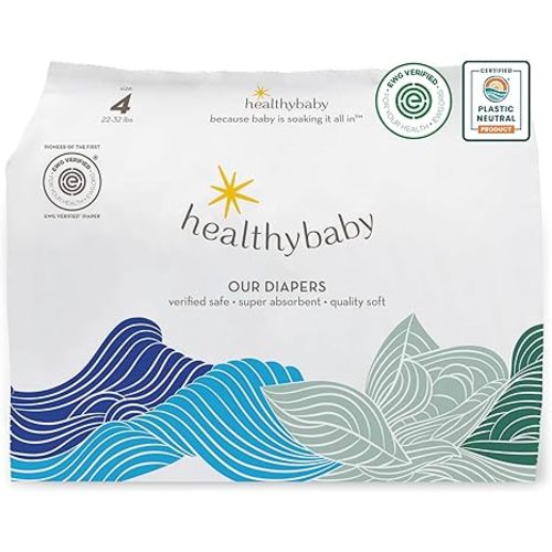 Healthy Baby Diapers | EWG Verified Safe & Plant-Based Diapers | Leak Protection | Soft Organic Cotton Shell | Chlorine-Free Diaper for Sensitive Skin | Size 4 (22-32 lbs) 36 Count