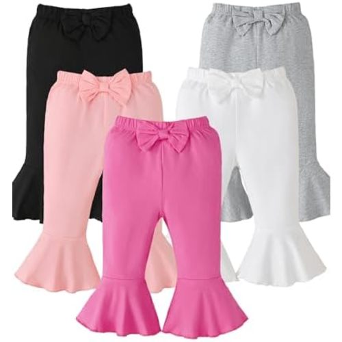 Baby Girl Pants Leggings 5-Pack 0-24 Months Newborn Baby Leggings Toddler Girl Pants 2-3T Soft Cotton Bottoms