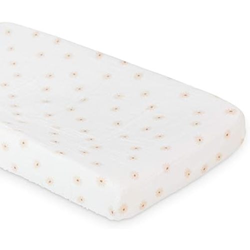 Lulujo Muslin Change Pad Cover - Fitted Changing Pad Cover for Boys and Girls -32"x17", 1 Pack (Daisies)
