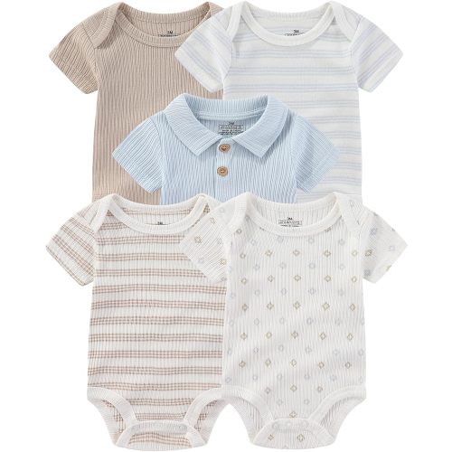 ZAVBABY Newborn Baby Bodysuits Rib Summer Infant Boys Clothes 0-3 Month