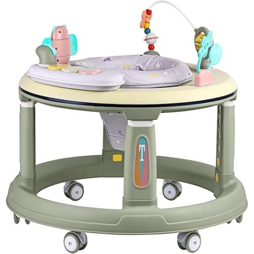 Baby Walker with Wheels | 5 Adjustable Heights & 360° Swivel Seat | Music & Detachable Toys | Bounce Footpad | Activity Center for Boys & Girls 6-18 Months