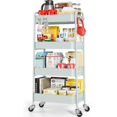 4-Tier Metal Rolling Cart - Blue