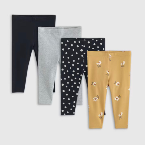 Organic Cotton Leggings 4-Pack - Baby Girl's in Golden Daisy/Black Dot