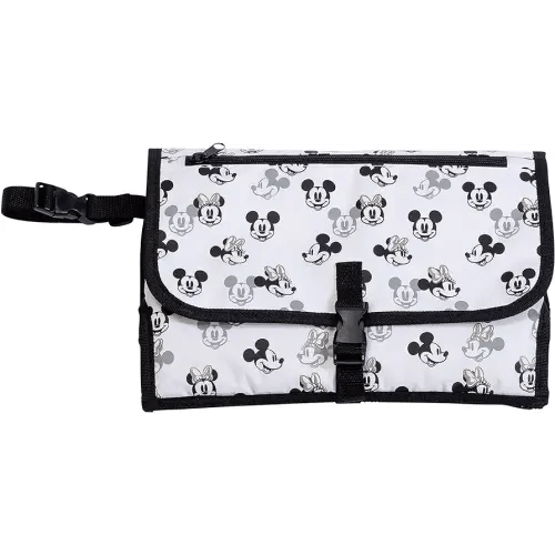 Disney Baby by J.L. Childress Portable Diaper Changing Station for Baby - Travel Diaper Changing Pad for Newborn, Essentials for Moms, Kit with Wipes Case & Storage Pockets - Mickey & Minnie Mouse