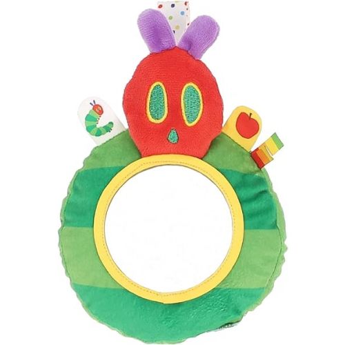 Eric Carle Very Hungry Caterpillar On-the-Go Mirror Rattle Toy – Sensory Toy with Safe Mirror, Crinkle, and Tactile Ribbons, Perfect for Stroller or Diaper Bag, Ages 0+