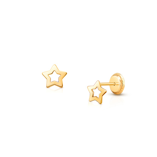 Wish Upon a Star, Baby/Children's Earrings, Screw Back - 14K Gold