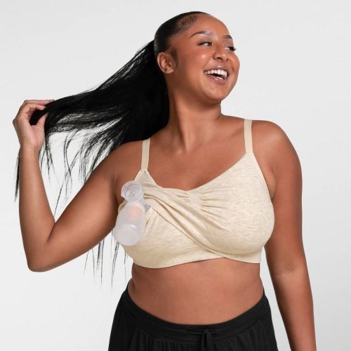 kindred by Kindred Bravely Women's Hands-Free Pumping Lounge & Sleep Bra - Oatmeal M