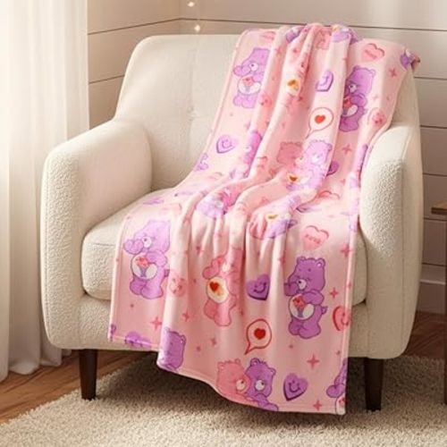 Franco Care Bears Love-A-Lot & Share Bear Kids Throw Blanket, Super Soft Silk Touch, 40" x 50", (Officially Licensed Product)