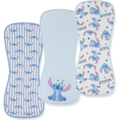 Disney Baby Stitch Burp Cloths 3 Pack 20" x 10" Burping Rags for Infants