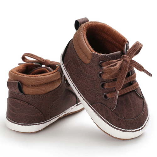 Infant Baby Boys Anti-Slip Sneakers Lace-up Soft Soled Walking Shoes 0-18M