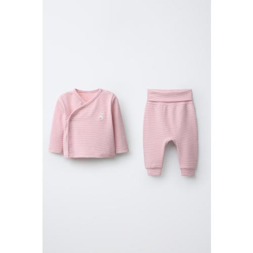 EMBROIDERED BUNNY STRIPED SARAOUL SHIRT AND PANTS SET - Pink | ZARA United States
