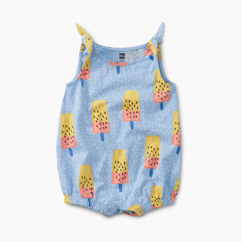 Tea Collection Tie Shoulder Baby Romper - Melon Popsicle, 6-9 Months